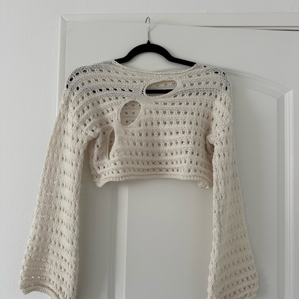 Cream Off the Shoulder Crochet Top
